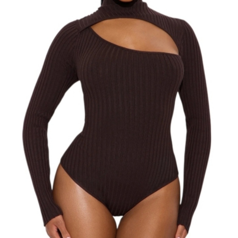Fashion Nova Chocolate Ribbed Bodysuit Sz.XL EUC.